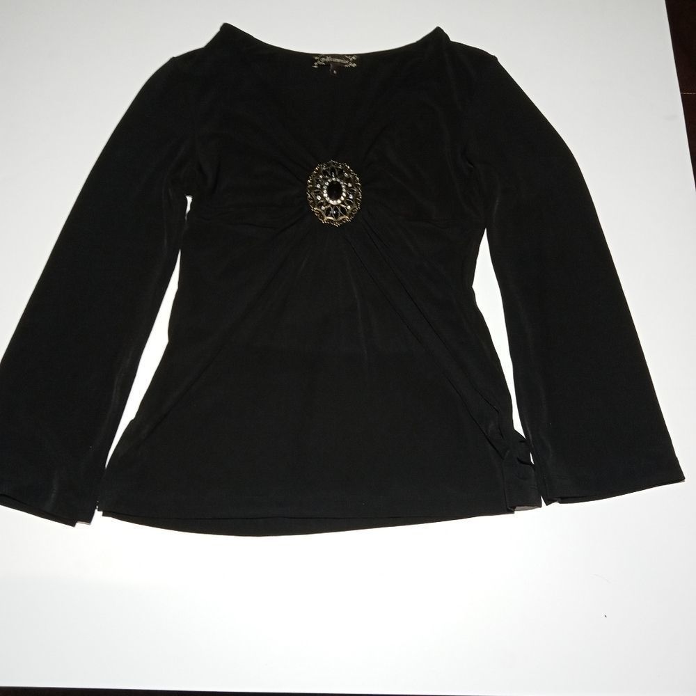 Black bell sleeve blouse